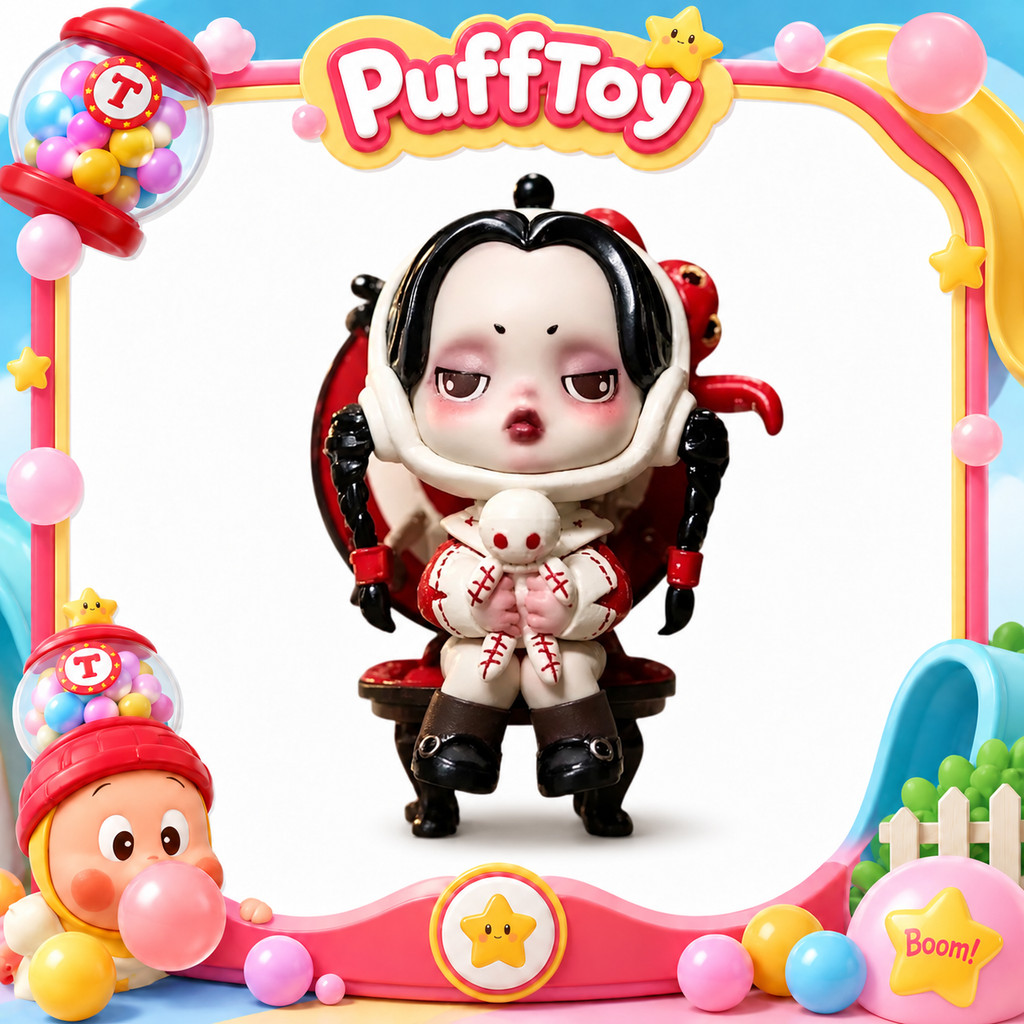 [secret] POPMART SKULLPANDA Adams Family Series Mystery Box ฟิกเกอร์ของเล่น