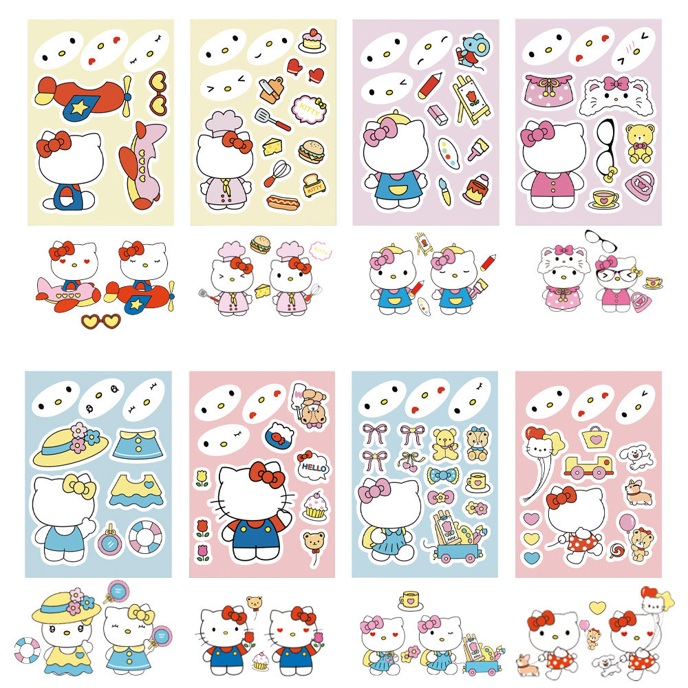 8 KT Cat Sanrio Puzzle Stickers Hello Kitty Parent-Child Interaction Puzzle สติ๊กเกอร์ DIY#7. 9al.ju