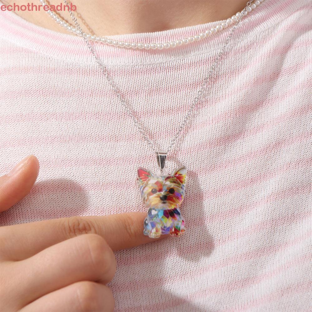 PIVOT สร้อยคอ Yorkshire Terrier, อะคริลิคมิตรภาพลูกสุนัขคอ,เครื่องประดับของขวัญ 2D แบนที่มีสีสันสุนั