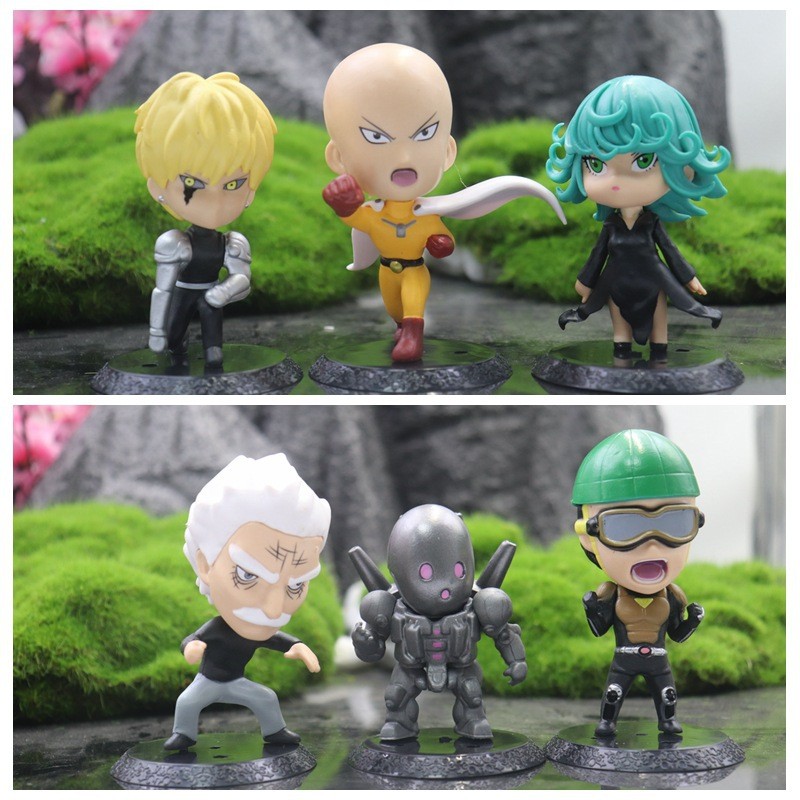 6pcs One Punch Man ตัวเลขสะสม Saitama Genos Tatsumaki Bang รุ่น Q Auto Decor Action Figure