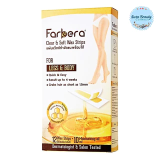 (12แผ่น/กล่อง) Farbera Clear & Soft Wax Strips For Legs & Body แผ่นแว็กซ์กำจัดขน สูตรน้ำผึ้ง ใช้ง่าย ผิวดูเรียบเนียน