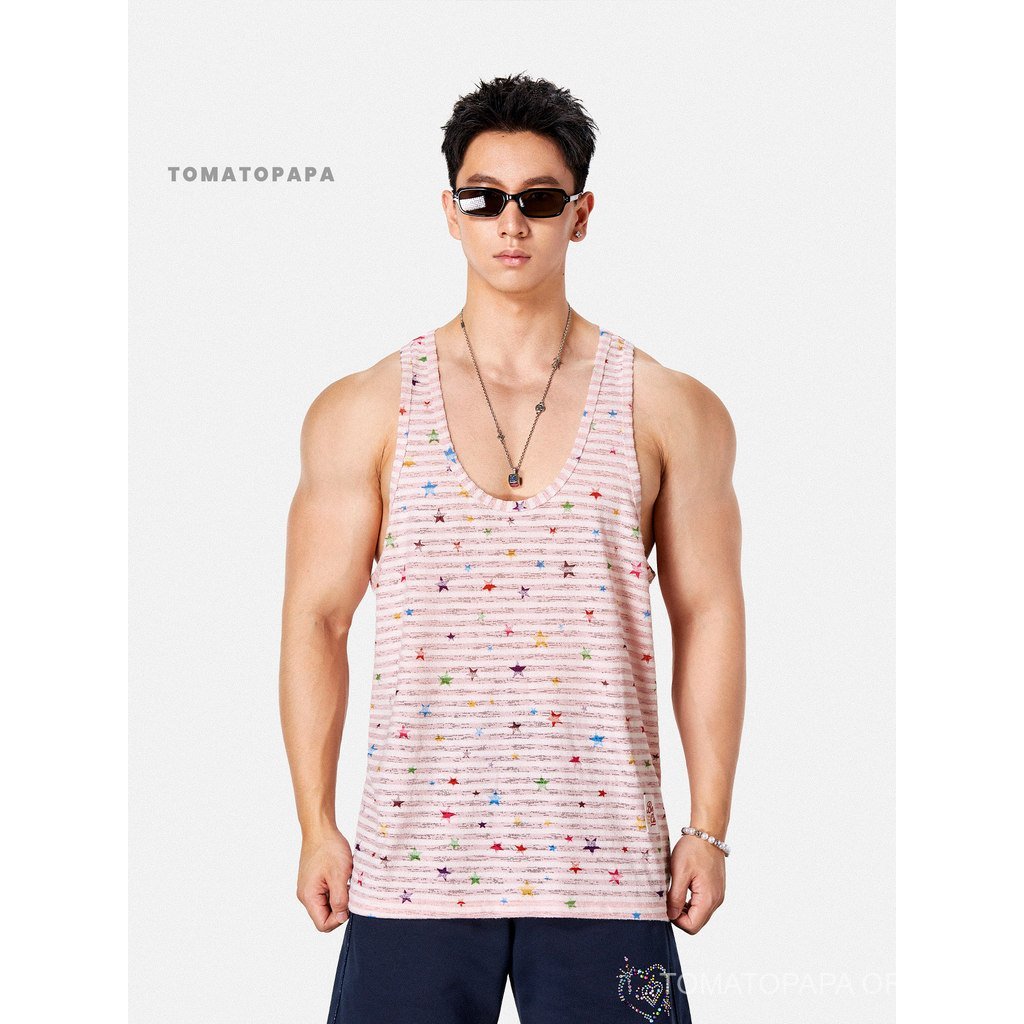 เสื้อกล้ามผู้ชาย TOMATOPAPA หลวม ระบายอากาศ ใส้ออกกำลังกาย ฤดูร้อน