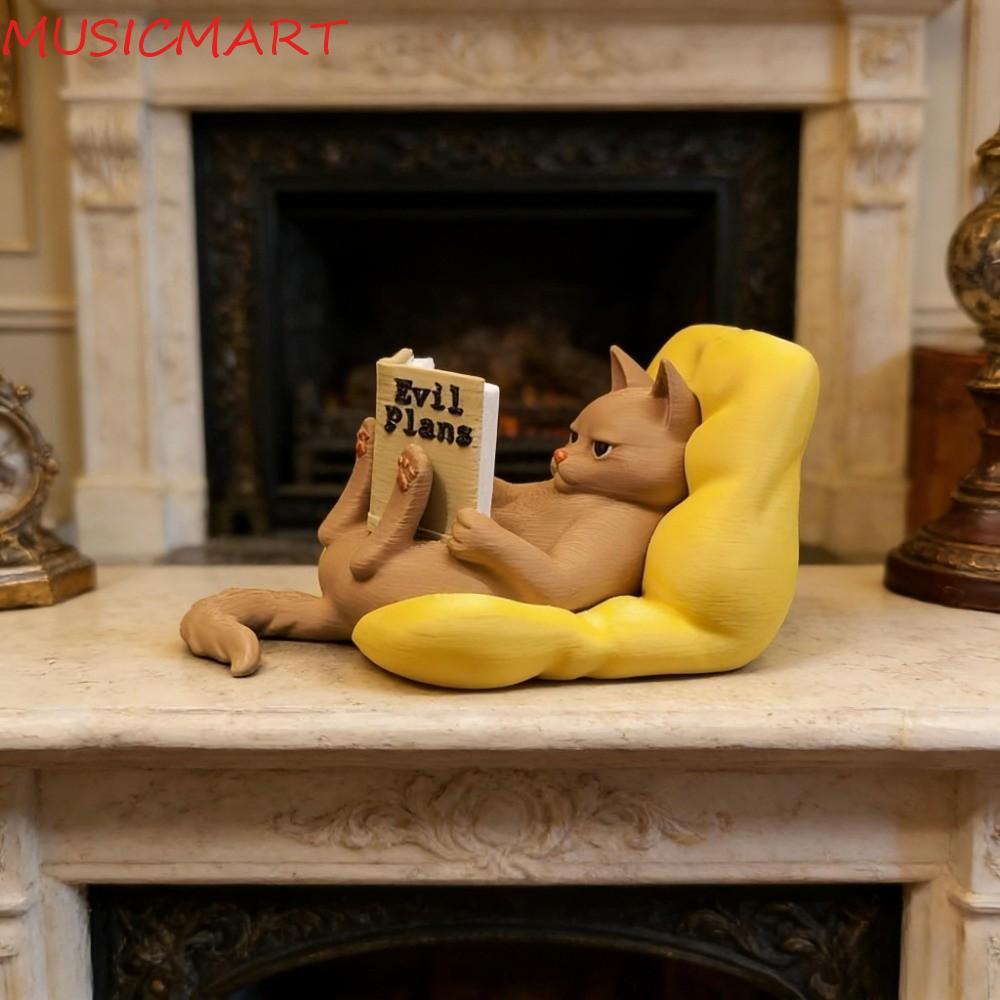 MUSICMART รูปปั้นแมว, ขี้เกียจแมว Pose Bookend อ่านตุ๊กตาแมว, น่ารัก 3D พิมพ์ตกแต่งบ้านตลกเครื่องประดับแมวตกแต่งโต๊ะ