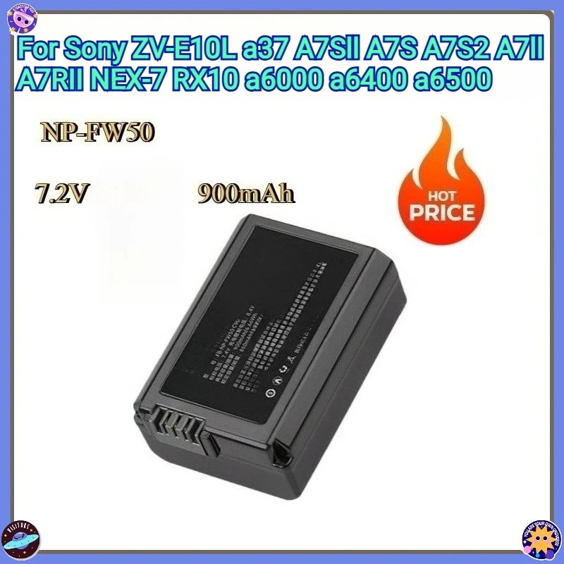ใหม่เปลี่ยนแบตเตอรี่ NP-FW50 7.2V 900mAh สําหรับ Sony ZV-E10L a37 A7SII A7S A7S2 A7II A7RII NEX-7 RX