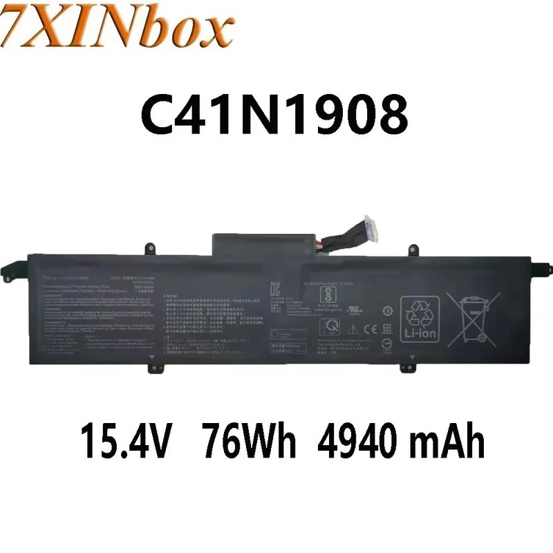 7XINbox C41N1908 15.4V 76Wh 4940mAh แบตเตอรี่แล็ปท็อปสําหรับ ASUS Zephyrus G14 GA401II-R55TA8G 0B200