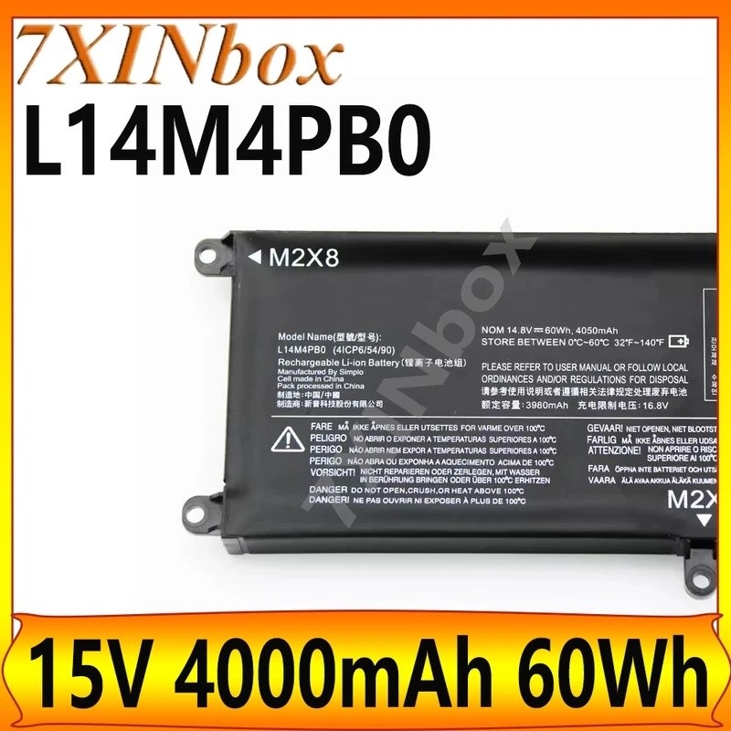 7XINbox L14M4PB0 L14S4PB0 15V 4000mAh 60Wh แบตเตอรี่แล็ปท็อปสําหรับ Lenovo Saviour Savers 14-ISK 15-