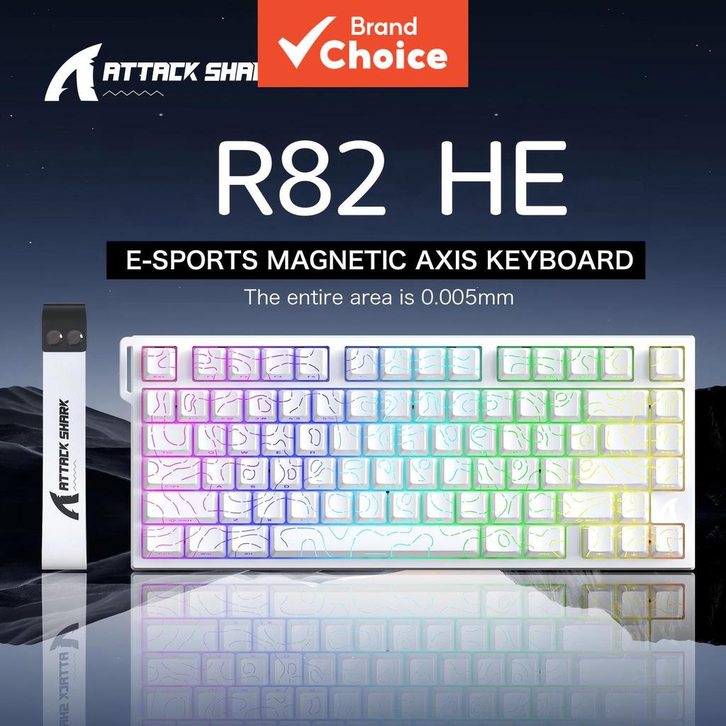 คีย์บอร์ดเกมมิ่ง ATTACK SHARK R82HE ปุ่ม PBT แท้ ตอบสนองไว ไฟ RGB