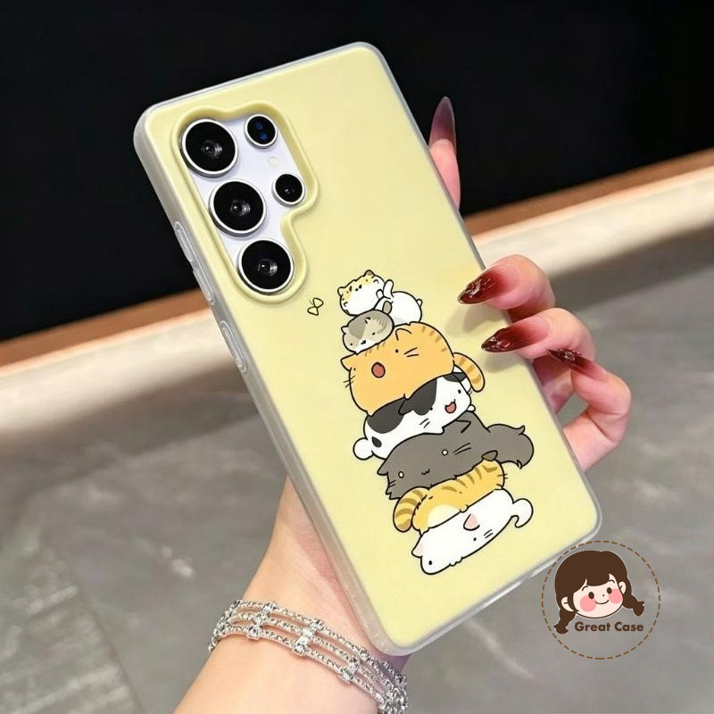 แมวน่ารัก 2 in1 Matte เคสโทรศัพท์สําหรับ Realme C63 C61 india C55 C53 C51 C51S C35 C33 C33S C31 C30 