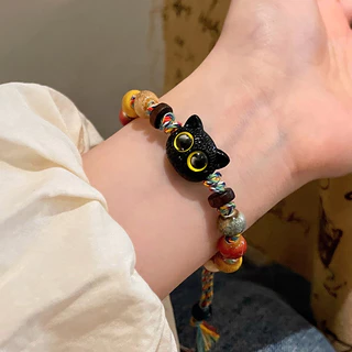bracelet สร้อยข้อมือ ประดับลูกปัดเซรามิค ins สองชั้น ดาว สีครีม สไตล์ชนเผ่า ละเอียดอ่อน ปรับขนาด COD