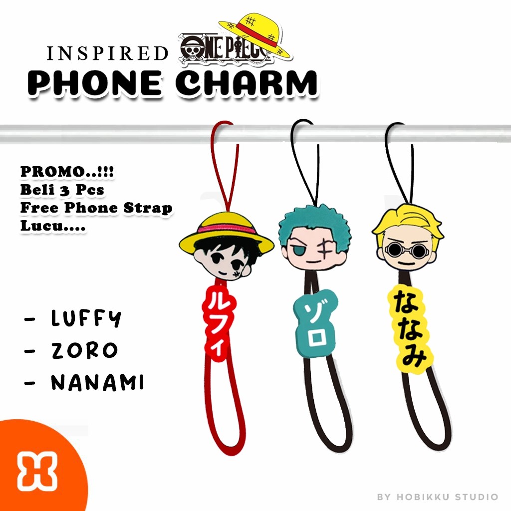 HP GANTUNGAN Charm 3D One Piece - พวงกุญแจสายโทรศัพท์ | ที่วางโทรศัพท์พวงกุญแจลูกปัดอะนิเมะ One Piec