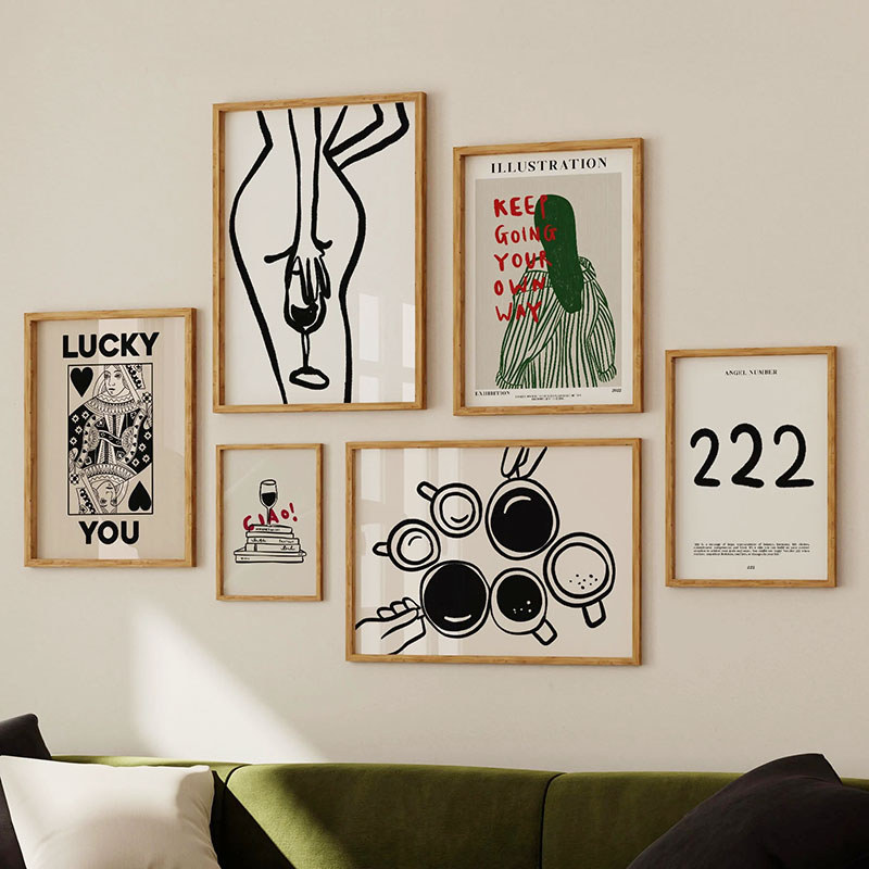 กาแฟสายไวน์ผู้หญิง Body บทคัดย่อโปสเตอร์และพิมพ์ Lucky You Wall Art ภาพวาดผ้าใบโรงแรมบาร์ภาพ Cafe Room Decor