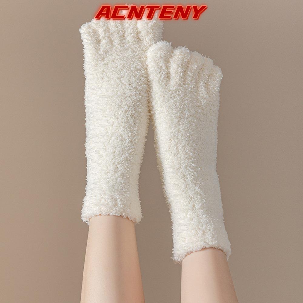 ACNTENY ACTENY Warm Fuzzy Five Toe Sock, Coral Velvet Warm Soft Fluffy Cozy หนาถุงเท้าความร้อน,หนานุ
