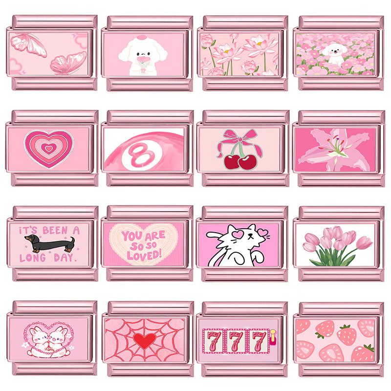 🌸กำไลข้อมือ Charm สไตล์อิตาลี สีชมพูและม่วง เหมาะสำหรับกำไลสแตนเลสขนาด 9 มม. อุปกรณ์ทำเครื่องประดับ DIY สไตล์เรโทร กำไลข้อมือโมดูลบุคลิกภาพ thumbnail 4