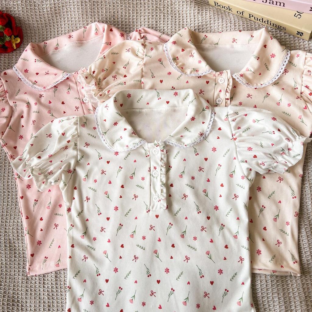 Fleurladyz เสื้อคอปก คอบัว สไตล์คุณหนูคาเฟ่ ผ้าร่อง นุ่มยืด ทรงสวยเป๊ะ