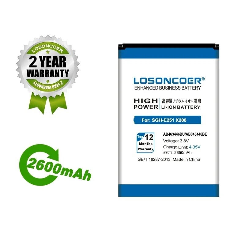 2650mAh สําหรับ Samsung SGH E251 E258 E350 E428 E500 E900 E908 M620 C512 X208 1258 1250 X160 B189 F2