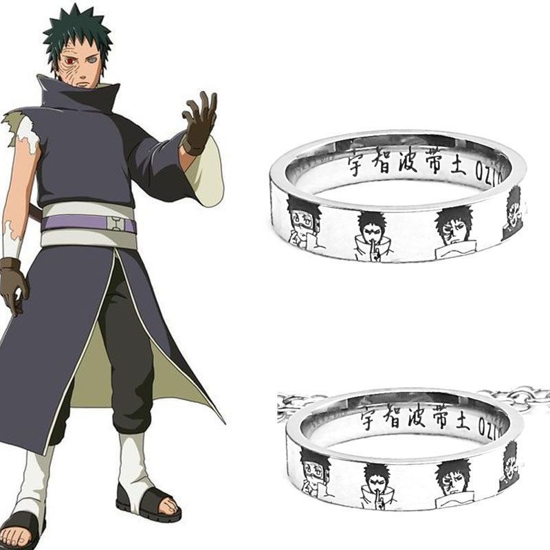 火影忍者' 宇智波带土周边ins男士尾戒小件饰品小众不掉色学生女Naruto Ring Cosplay Ring Akatsuki Organization Ring Itachi Uchiha's 