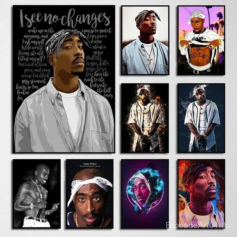 Tupac Shakur ภาพวาดผ้าใบ Wall Art โปสเตอร์ Hip Hop The BIG Biggie 2PAC พิมพ์ Rapper นักร้องภาพสําหรั