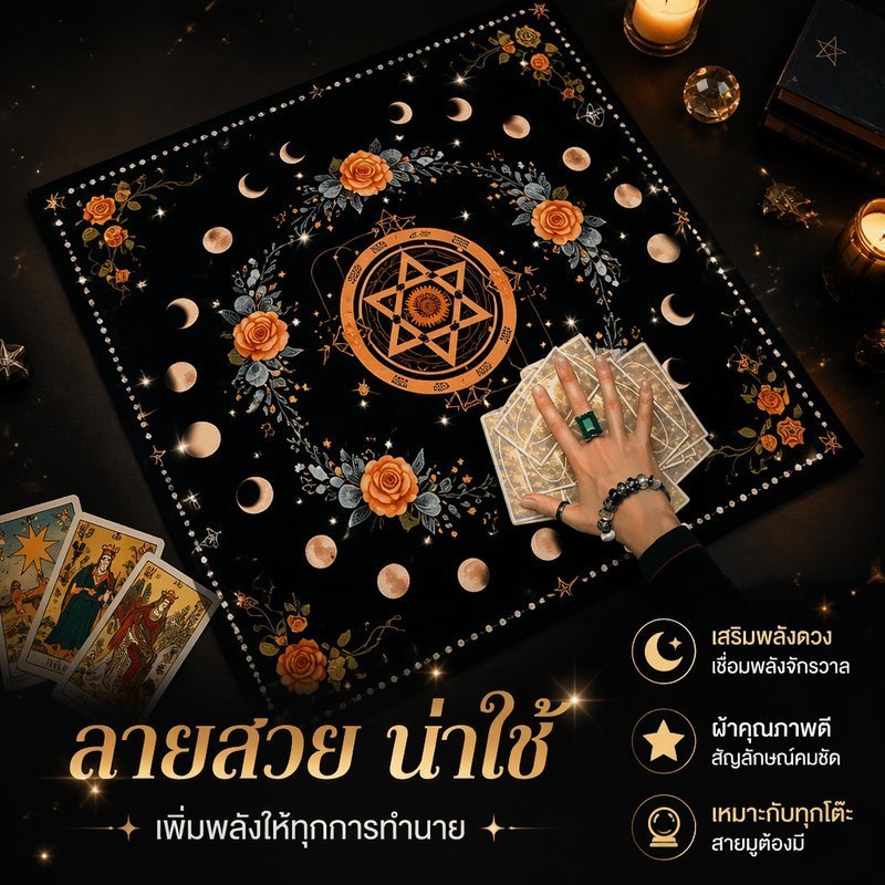 ตารางไพ่ทาโรต์ผ้าการออกแบบการ์ดพื้นฐานไม่ลื่นนุ่มแบบพกพาตกแต่งเกมเสื่อแท่นบูชาตกแต่ง