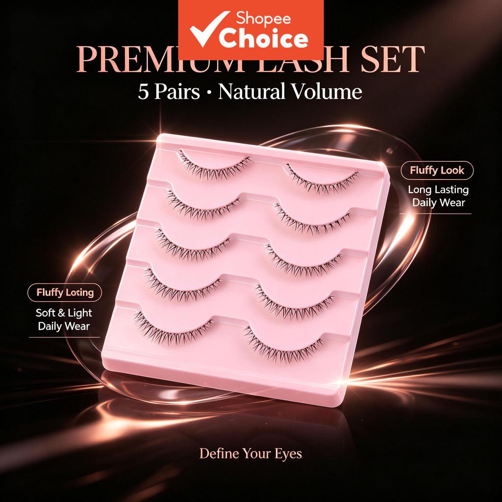 5 คู่ Hard Stem ขนตาปลอมมังงะ Little Devil Reusable Lash Extensions