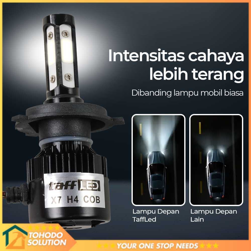 TaffLED X7 ไฟหน้ารถ COB ไฟหน้า LED สีขาวนวล H4 IP65 24W - 75818-4CN