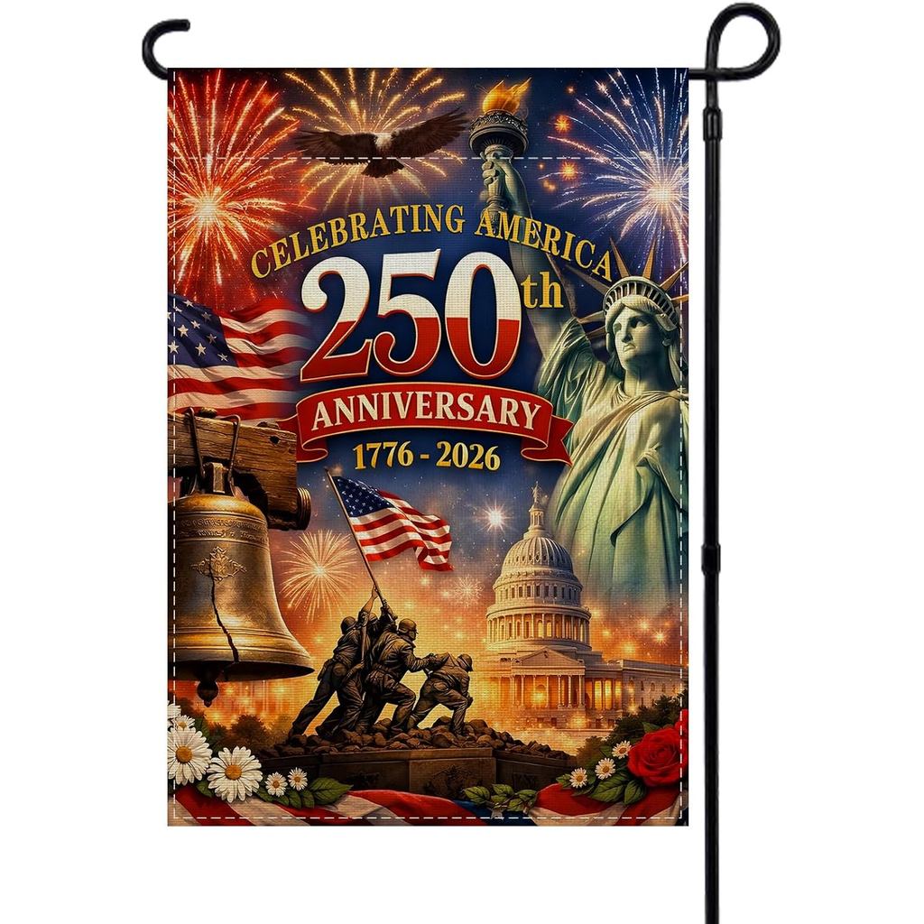 250th Anniversary USA Garden Flag 1776-2026 250 Years of Birthday America Decor 4th of July Fourth o