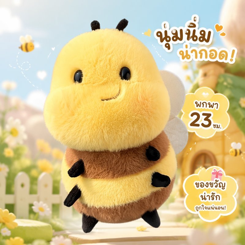 ตุ๊กตาผึ้ง ตุ๊กตาเต่าทอง ขนนุ่ม ของเล่นตุ๊กตาสัตว์น่ารัก ขนาด 23 เซนติเมตร ของขวัญเด็ก