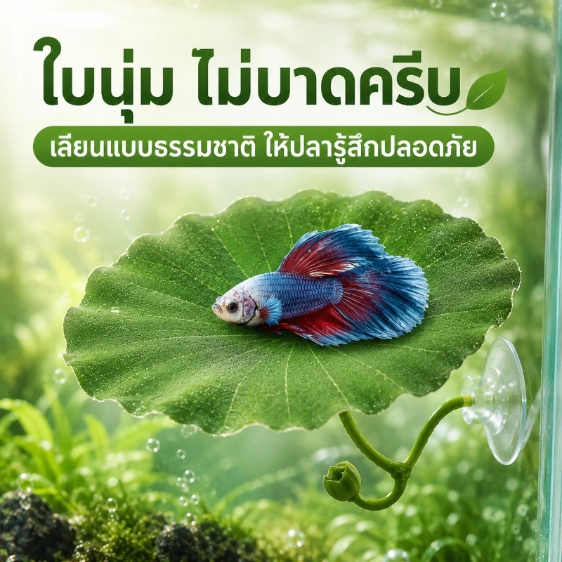 ตก แต่งตู้ปลา ใบบัวจำลอง ปล่อยให้ปลาได้พัก การวางไข่ หญ้าจำลอง ทำให้ตู้ปลาสวยขึ้น thumbnail 7