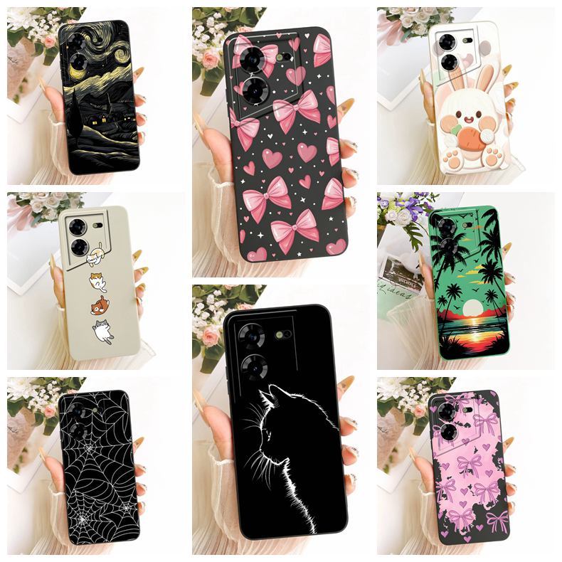 สําหรับ Tecno Pova 5 Pro LH8n สําหรับ Techno Pova 5 Pro ปลอกแมวน่ารักแฟชั่นหรูหรารักตลกทาสีซิลิคอนฝา