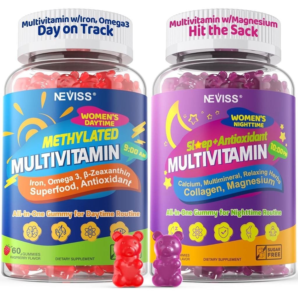 NEVISS 52in1 Methylated Multi สําหรับผู้หญิงที่มี Iron Omega3 B6 B9 B12 สําหรับวัน | Magnesium Glyci