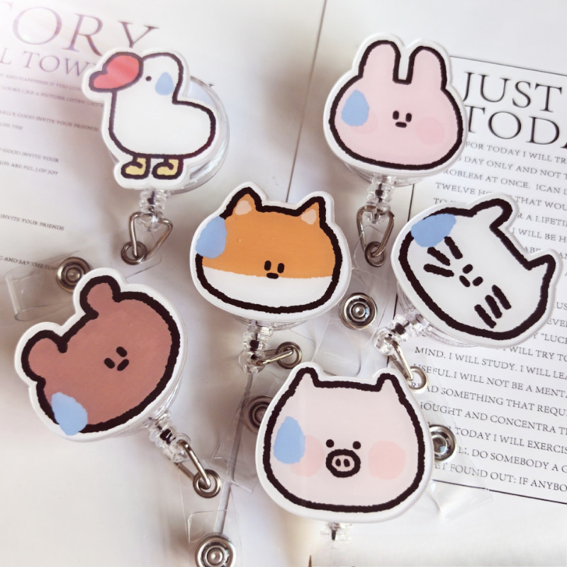 สัตว์น่ารักหัวเข็มขัดหดหัวเข็มขัดการ์ตูนพยาบาลหน้าอกตราจี้อะคริลินักเรียนพลาสติกดึงง่ายหัวเข็มขัด