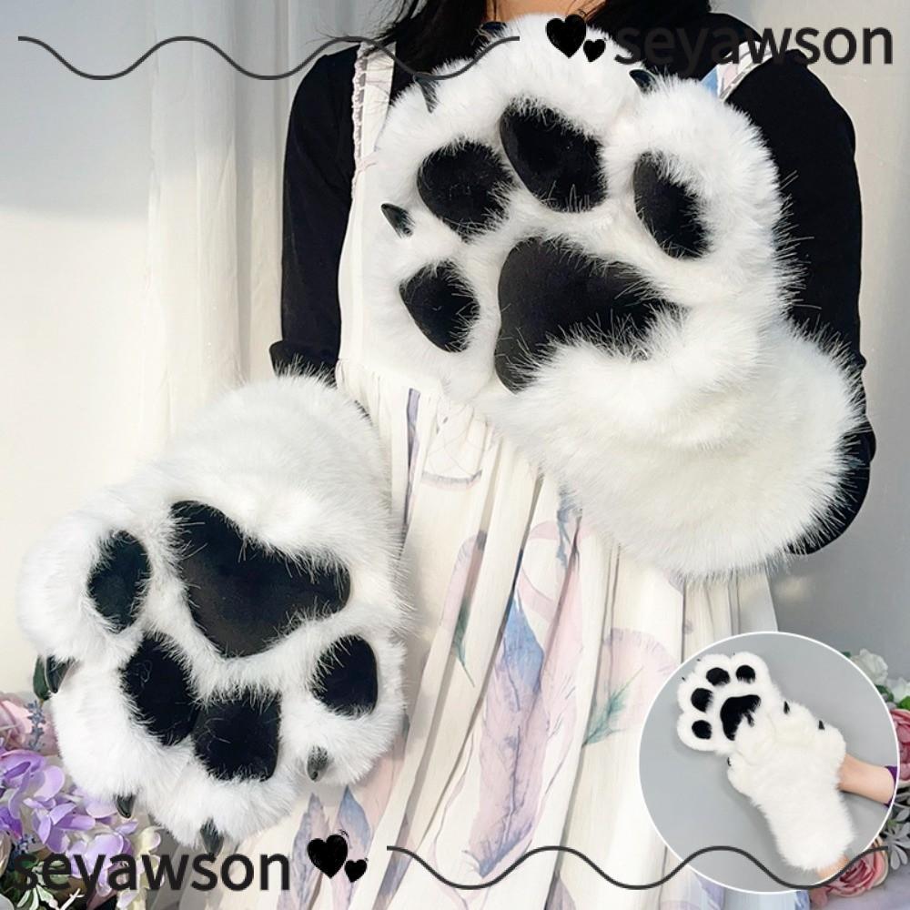 SEYAWSON Fursuit Claw Mittens, Faux Fursuit สัตว์ Fursuit ถุงมือ, Handmade การ์ตูน Fluffy Furry ถุงม