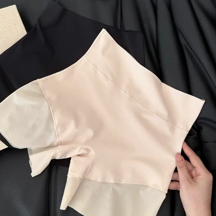 M-XL ผ้าไหมน้ำแข็ง กางเกงใน กางเกงนิรภัย ไร้รอยต่อ เอวสูง กระชับหน้าท้อง ยกกระชับก้น ป้องกันการเห็นในเวลายกขา