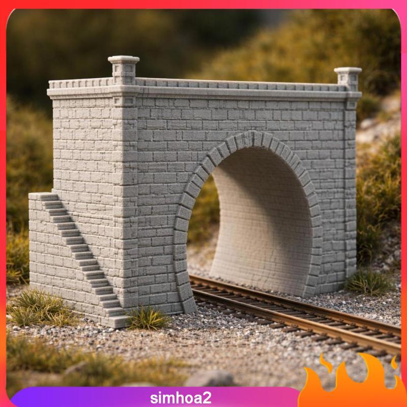 [Simhoa2] N Scale Tunnel Portal พร้อมบันได N Scale Tunnel Entrance Stone Wall Bridge สมจริงสําหรับรุ