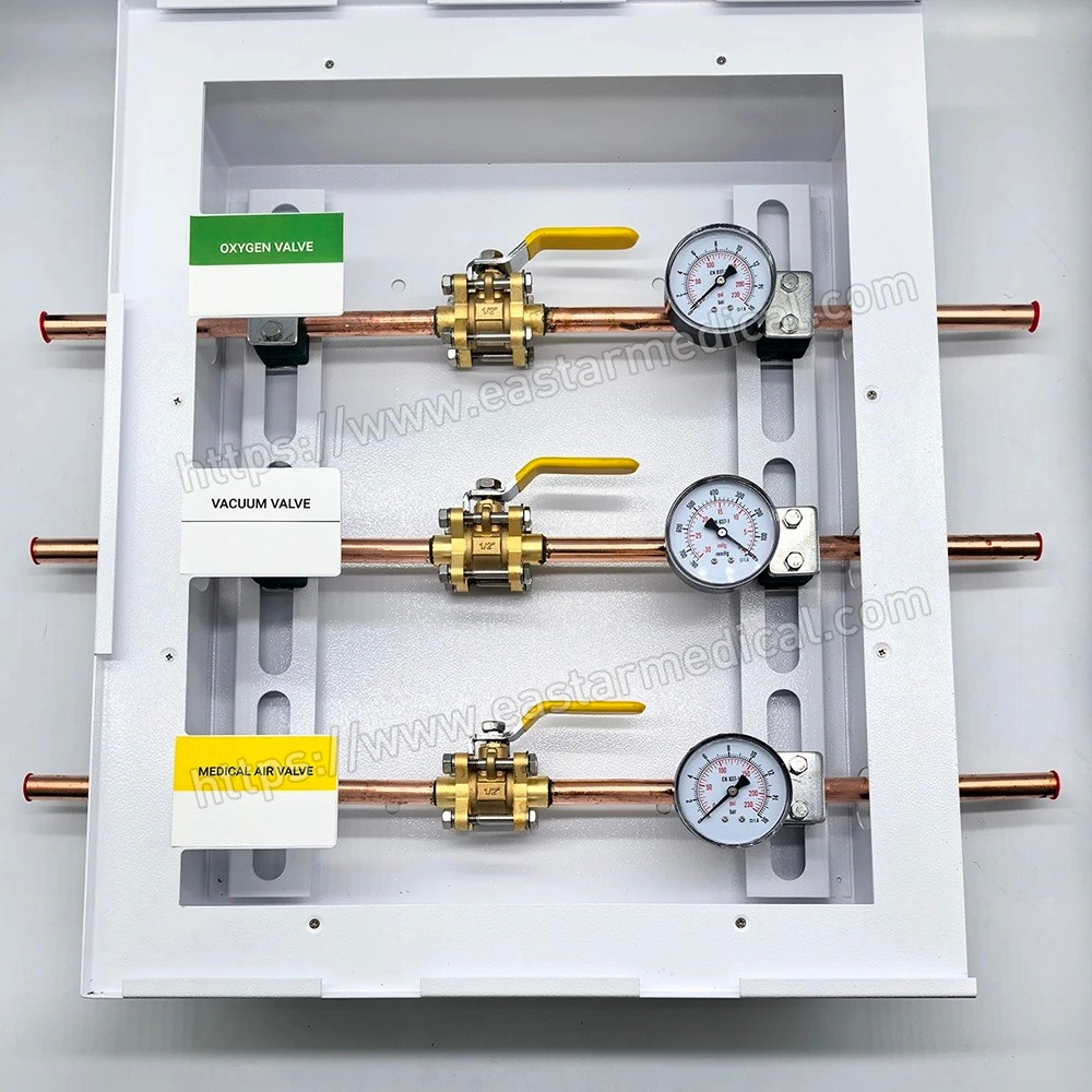 4ZKU 3-แก๊สโซนบอลวาล์วกล่องเตือนวาล์วกล่องบอลวาล์วสําหรับโรงพยาบาลO2 Air Vac CO2 N2 และN2O Etc
