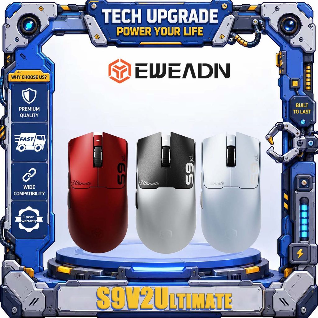 EWEADN S9V2Ultimate สามโหมด PAW3955EX บลูทูธไร้สาย อัตรา 8K ของคืนเมาส์เกมชาร์จแม่เหล็ก RGB น้ําหนัก