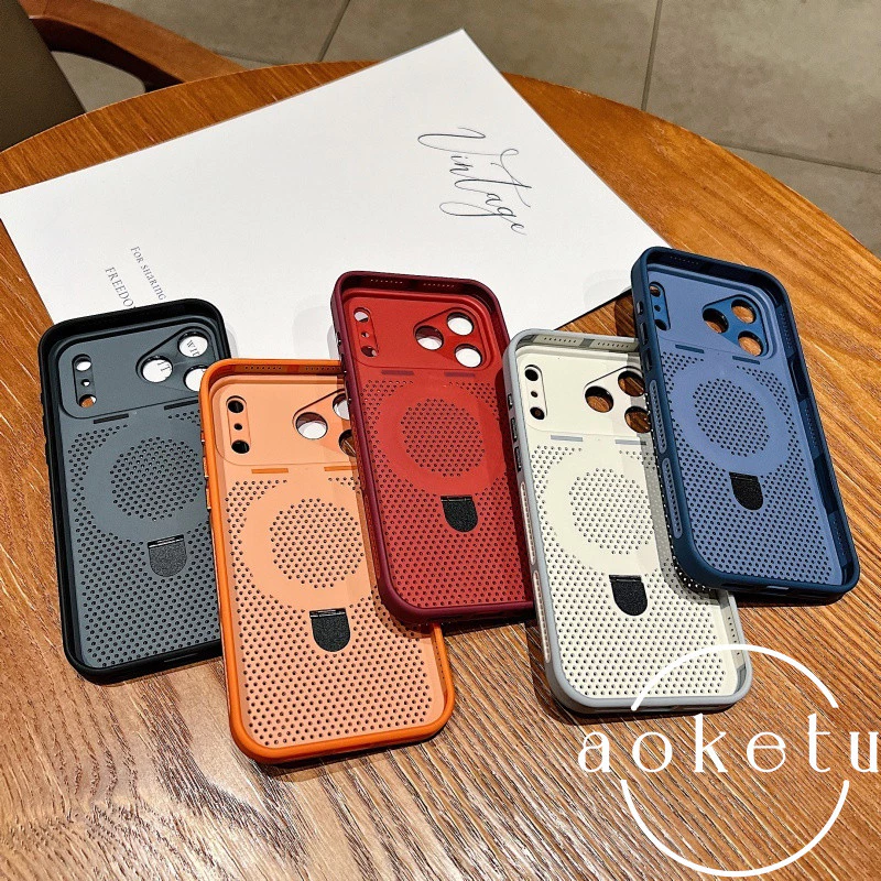 ฤดูร้อนกระจายความร้อนตาข่ายวงเล็บหน้าต่างขนาดใหญ่เคสโทรศัพท์แม่เหล็กเหมาะสําหรับ ไอโฟน 12 13 14 15 16 17 มือโปร สูงสุด เลนส์รวมทุกอย่างป้องกันการตกฝาครอบซิลิโ thumbnail 10