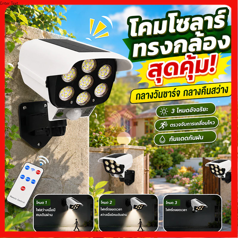 พร้อมส่ง ไฟโซล่าเซลล์ ไฟติดผนัง สไตล์กล้องวงจรปิด พร้อมประหยัดไฟ ติดตั้งง่าย