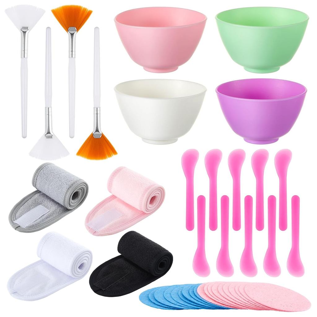Reallnaive 37 ชิ้น Face Mask ผสมชามชุดสําหรับ Eesthetician อุปกรณ์ชุดเครื่องมือ Facial Mask Bowl Sti
