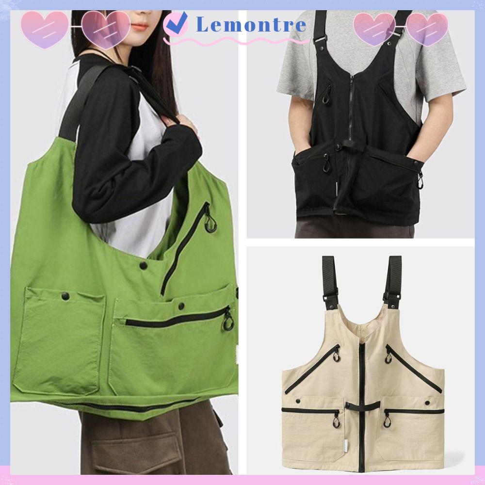 LEMONTRE Convertible Vest Bag, Nylon Waterproof Wearable Vest Bag, High Quality Multi Pockets Conver