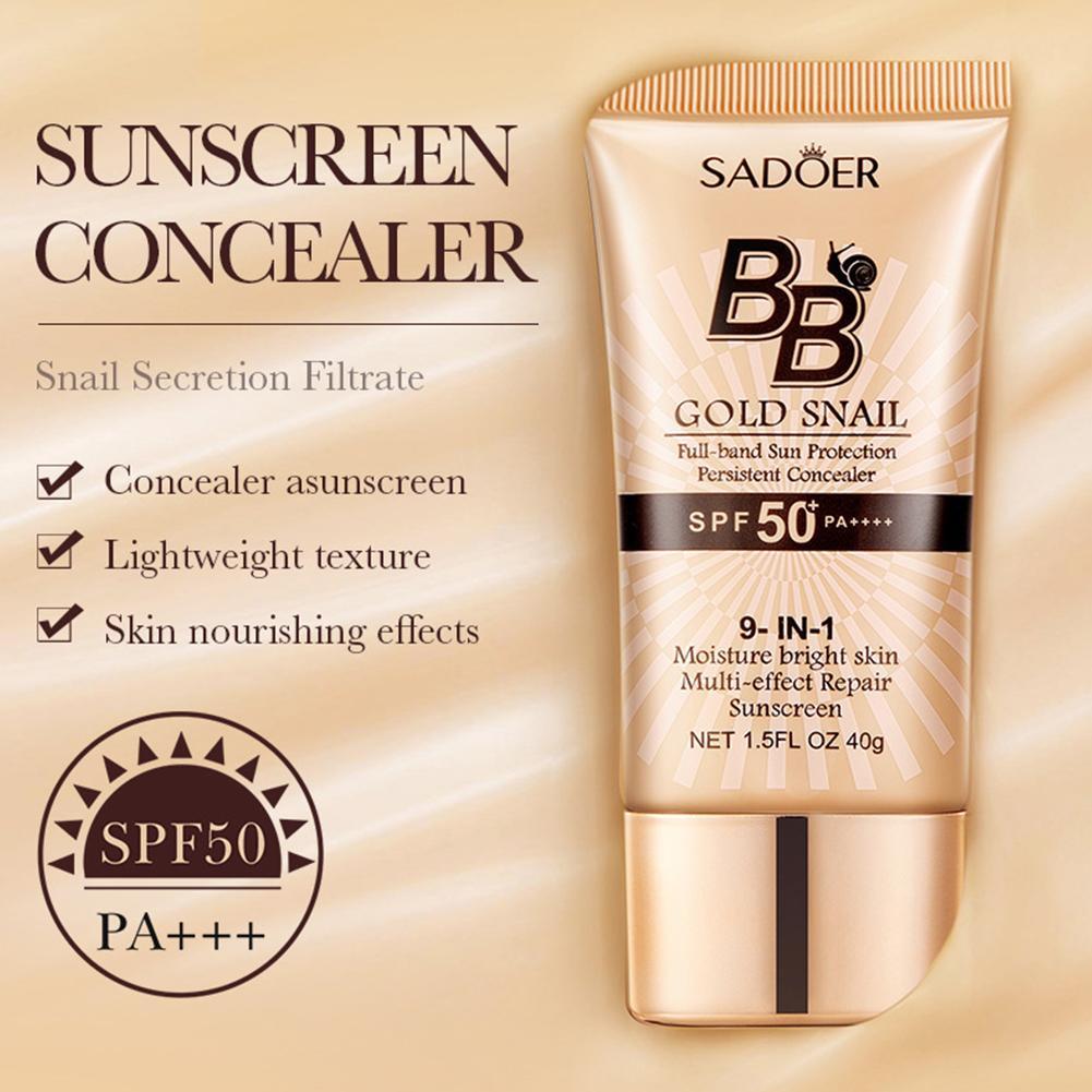 SPF 50 + PA+++ Gold Snail BB Cream Concealer Cream Sunblock 40g Brightening Sunscreen Makeup Collage