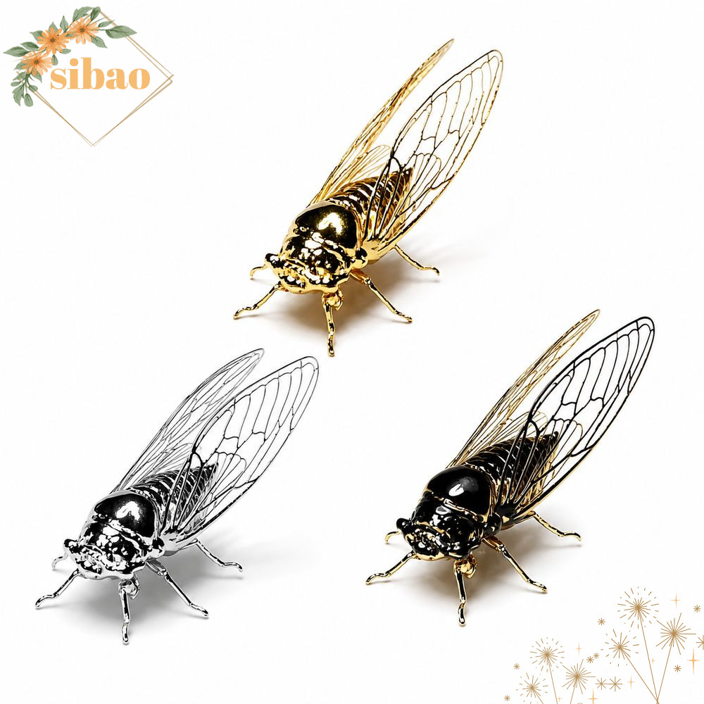 SIBAO Cicada Sculpture, Hollow Wings สไตล์วินเทจ Golden Cicada ตุ๊กตา, ของขวัญรายละเอียดที่สมจริง Go