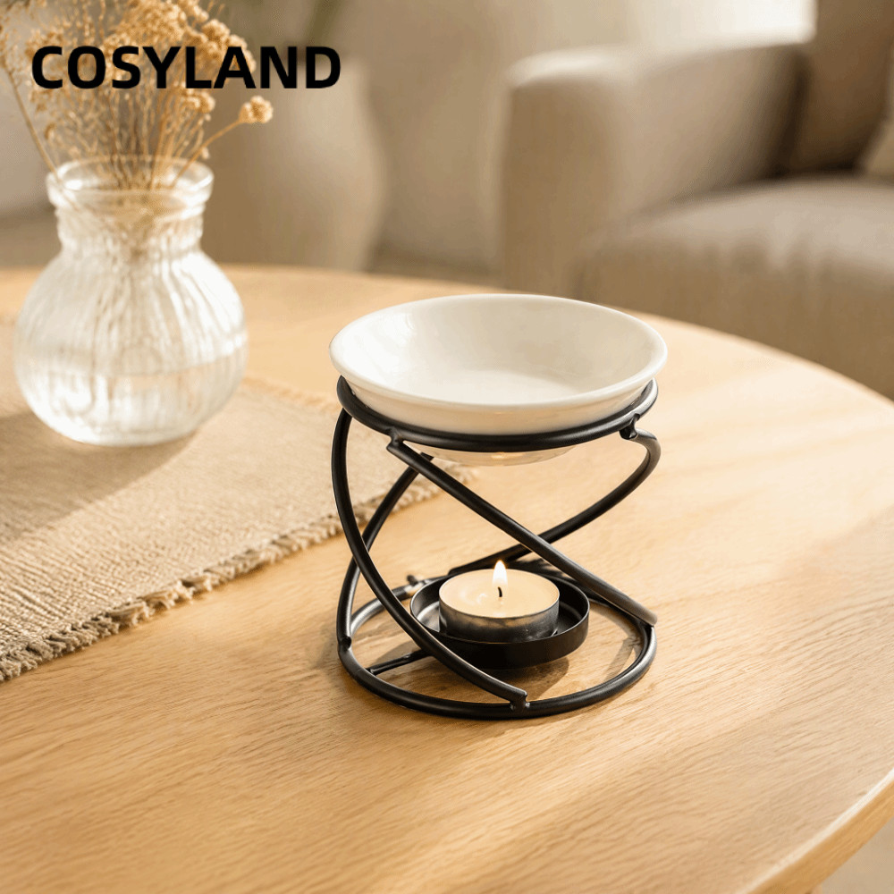 COSYLAND Wax Melt Warmer, โลหะเซรามิคชามรวม Essential Oil Burner, 3.94x3.86in การออกแบบสไตล์อุตสาหกร