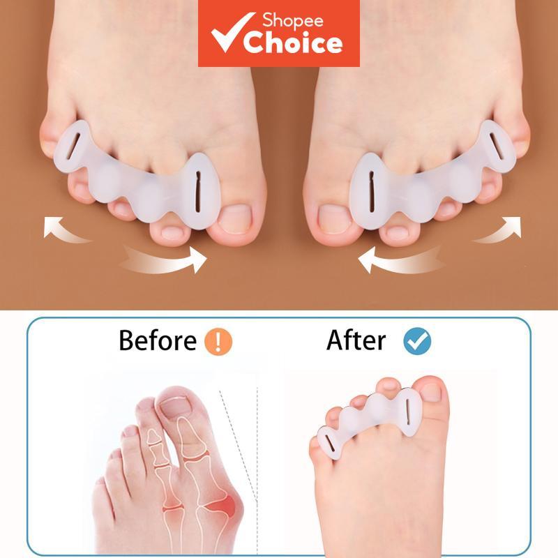 ตัวแยกนิ้วเท้าออร์โธติกกันซ้อน ซิลิโคนแบบ 3 รู สําหรับแก้ตาปลา拇趾 (Hallux Valgus) ปลอกสวมแยกนิ้วเท้า