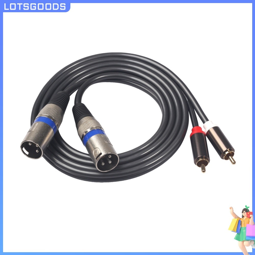 [จัดส่งในพื้นที่] สายสัญญาณเสียง Dual XLR Male To Dual RCA Male 1.5m/4.9ft Audio Line Black