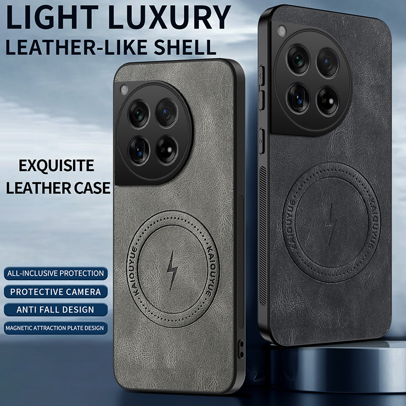 หนังเนื้อไร้สายชาร์จแม่เหล็กสําหรับ OnePlus 12 OnePlus12 5G ShockProof ฝาครอบโทรศัพท์