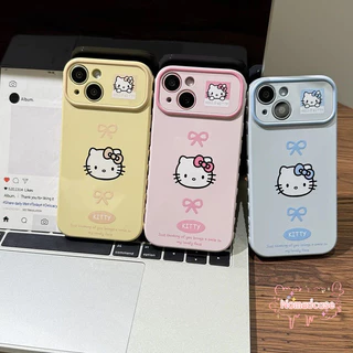 เคสลายแมวและโบว์ สำหรับ iPhone 17 Pro Max 14 16 Plus 15 Pro 13 17 Air 11 12 7 8 Plus Xs มีหลายสีให้เลือก