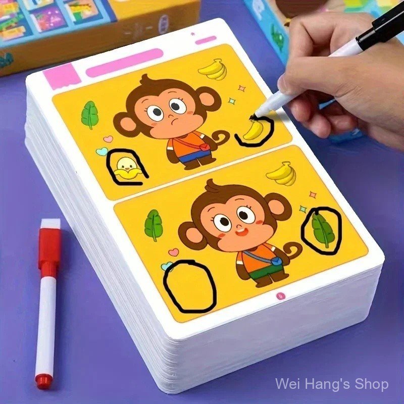 เกมหัดฝึกทักษะ: ผ้าเช็ดทําความสะอาดแบบใช้ซ้ําได้สําหรับฝึกสมาธิและความสนใจ สมุดระบายสี