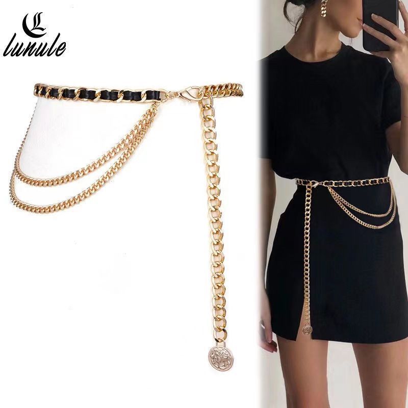 链条腰链装饰女腰配饰* 辣妹高级香风西装腰带金属链子新款Chain Waist Chain Decoration Women'S Waist Accessories * Spicy Girl High