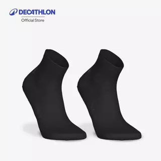 Decathlon Pack Of 2 Pairs Fine Crew Running Socks ถุงเท้าวิ่งหุ้มข้อเนื้อผ้าละเอียด รุ่น Run500 1 แพ็ค 2 คู่ - Black