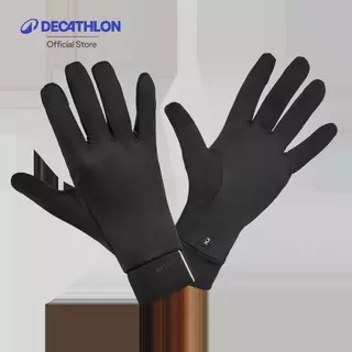 Decathlon Adult Running Gloves Black ถุงมือใส่วิ่งใช้สัมผัสจอได้สำหรับผู้ใหญ่ รุ่น Kiprun Warm + 500 V2